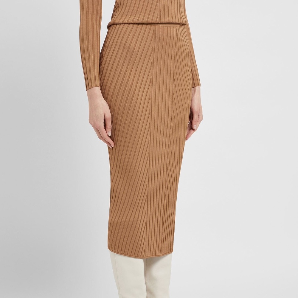 Topshop Tan Ribbed Skirt